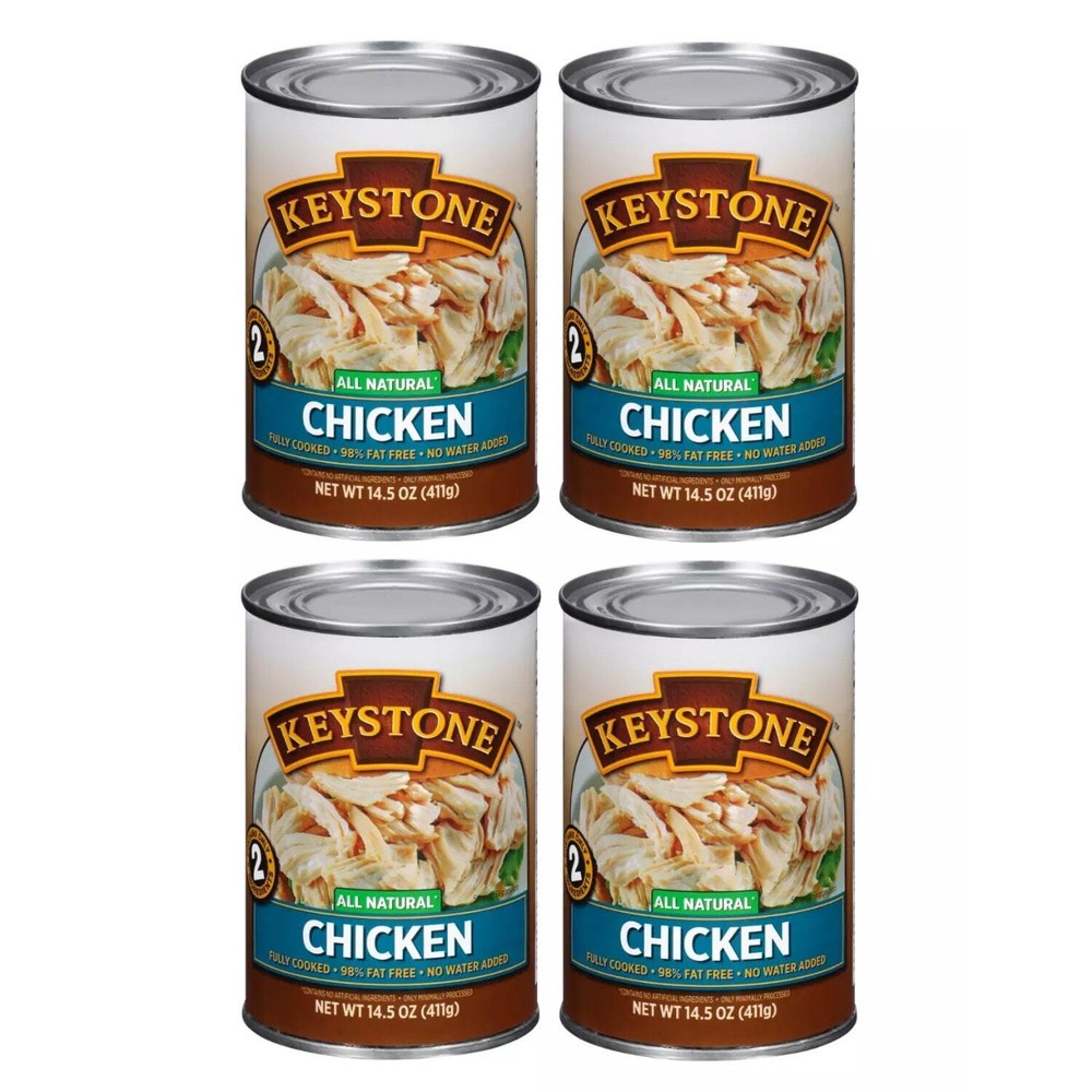 4 Pack Keystone All Natural Lean Meats Chicken Fully Cooked 14.5 oz Cans Canned