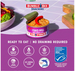 Bumble Bee Snackers Thai Chili – 14g Protein per Serving – No Draining, Ready to