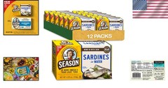 Delicious Wild Caught Sardines – 22g Protein, Gluten-Free, Canned Water, 12-Pack