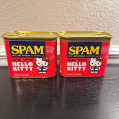 SPAM Hello Kitty 25% Less Sodium 2-Pack Lot Cans 12oz Limited Edition NEW