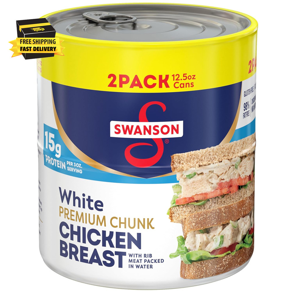 Swanson White Premium Chunk Chicken Breast with Rib Meat in Water, 12.5 Oz. (Pac