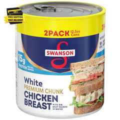 Swanson White Premium Chunk Chicken Breast with Rib Meat in Water, 12.5 Oz. (Pac
