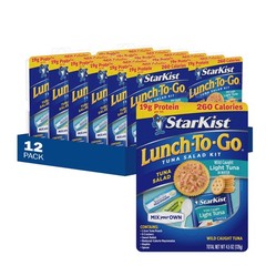 Lunch-To-Go Tuna Salad Kit, Chunk Light Tuna Pouch, 4.5 oz, 12 Pack