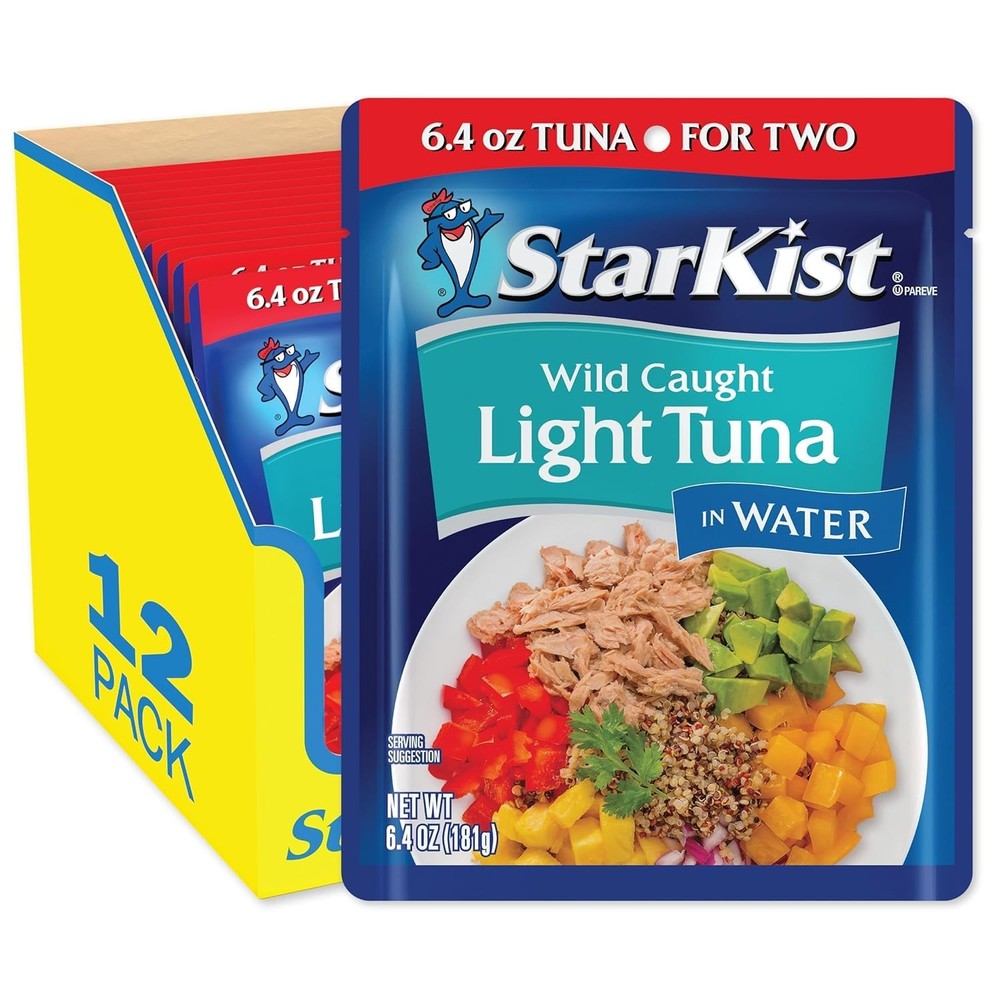 Chunk Light Tuna Pouch, 12 Pack, Wild Caught, 19g Protein, Low Calorie Snacks