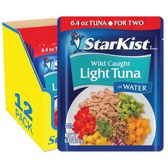 Chunk Light Tuna Pouch, 12 Pack, Wild Caught, 19g Protein, Low Calorie Snacks