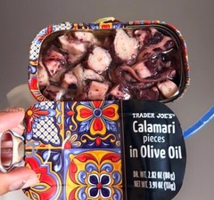 3X Trader Joe’s Calamari Pieces In Olive Oil 3.91 oz —3 Cans Wild Caught
