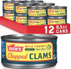 Wild Caught Chopped Clams, 6.5 oz Can Pack of 12 – Keto Friendly & Gluten Free