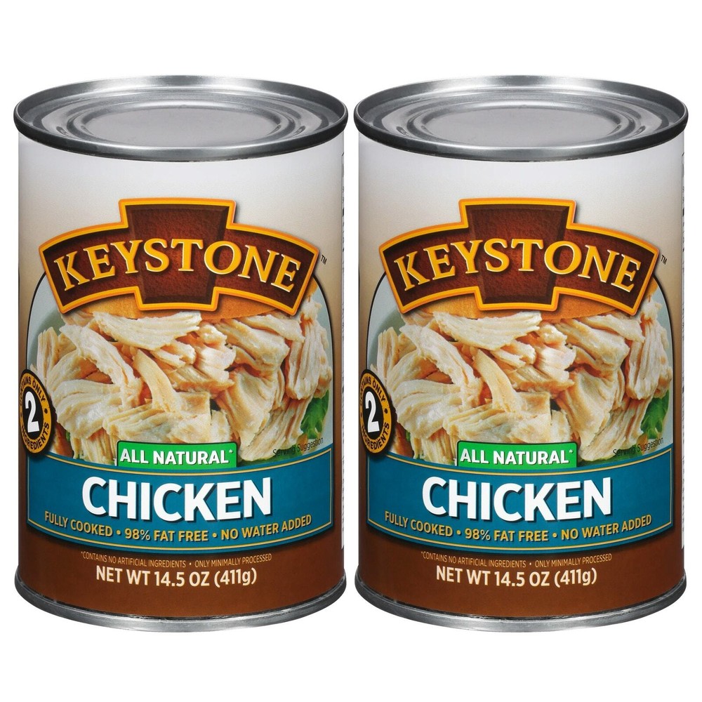 2 Pack Keystone All Natural Lean Meats Chicken Fully Cooked 14.5 oz Cans Canned
