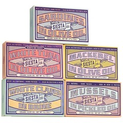 Siesta Co. Spanish Tinned Seafood Variety Pack – 5 Gourmet Cans of Sardines, …