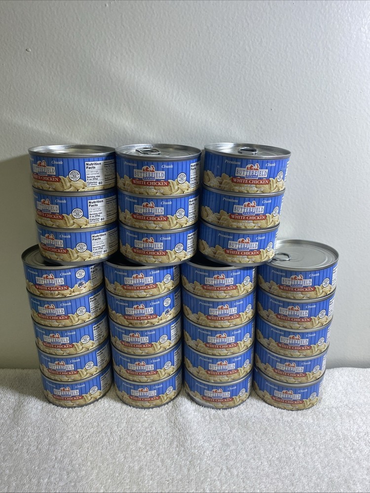 Lot Of 29 Cans, Butterfield Farms Canned White Chicken in Water, 5oz Each,(T825)