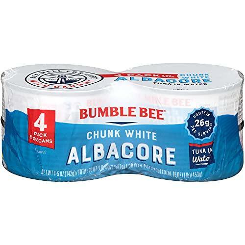 BUMBLE BEE Chunk White Albacore Tuna in Water, 5 Ounce Can (Pack of 4), Wild