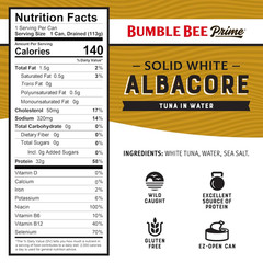 Prime Solid White Albacore Tuna in Water, 5 Oz Cans (Pack of 4) – Premium Wild C