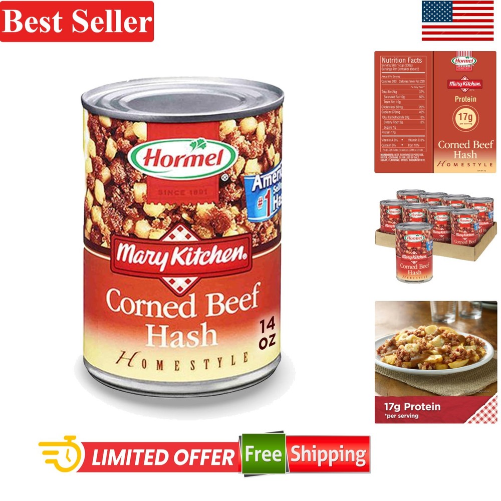 Convenient HORMEL 8 Pack Corned Beef Hash – Rich Flavor, 7g Protein Each