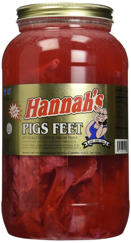 Hannah’s Pickled Pigs Feet 10-12 ct. Gallon Jar 4.25 Pound (Pack of 1)