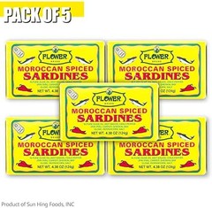 Flower Brand Spiced Sardines (Olive Oil) 4.38 oz, Wild-Caught from Morocco, H…