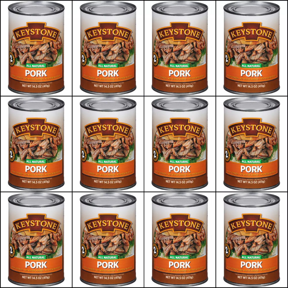 12 Canned Pork 🇺🇸USA Made Keystone Meat 14.5oz Exp 6/29 Camping Survival Food