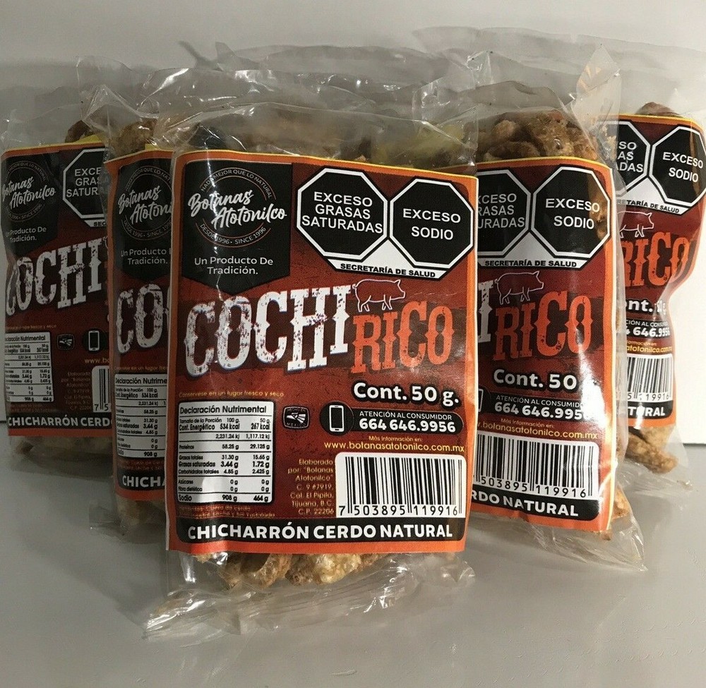 6-Pk Cochi Rico Chicharrón 🇲🇽 Pork Rinds Snack 50gr/1.76oz each.
