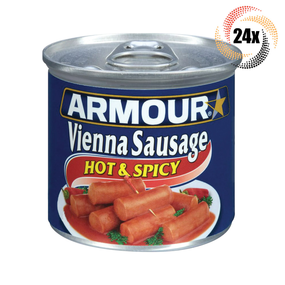 24x Cans Armour Star Hot & Spicy Flavor Vienna Sausages | 4.6oz | Fast Shipping!