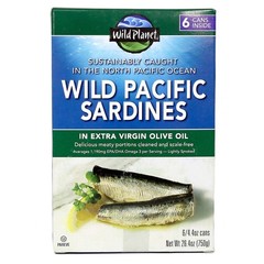 Wild Planet Wild Pacific Sardines in Extra Virgin Olive Oil, 4.4 Ounce (6 Count)