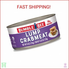 Bumble Bee Lump Crab Meat, 6 oz Can – 14g Protein & 1g Carb Per Serving – Wild C