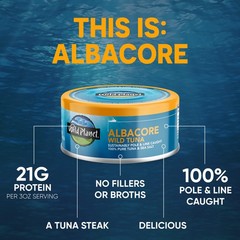 Wild Planet Albacore Wild Tuna, Sea Salt, Canned Tuna, 5 Ounce Pack of 4