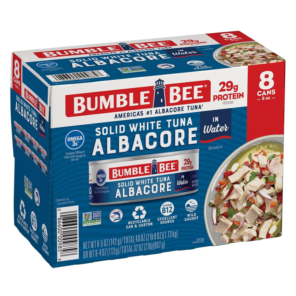 Bumble Bee Solid White Albacore Tuna in Water, 5 Oz Can (Pack of 8) – Wild Caugh