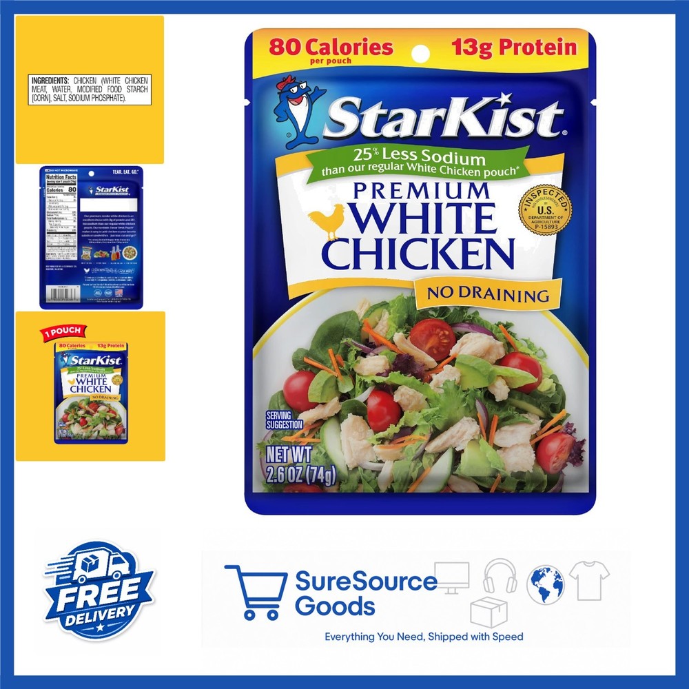 2.6 oz Pouch Less Sodium White Chicken Ready to Eat Protein Snack