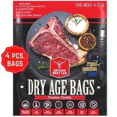 Dry Aging Bags made beef steaks at home easily & safely – 4 pcs. bags 10×20 in