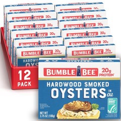 Canned Hardwood Smoked Oysters, 3.75 oz Cans (Pack of 12) – Ready to Eat – 20…