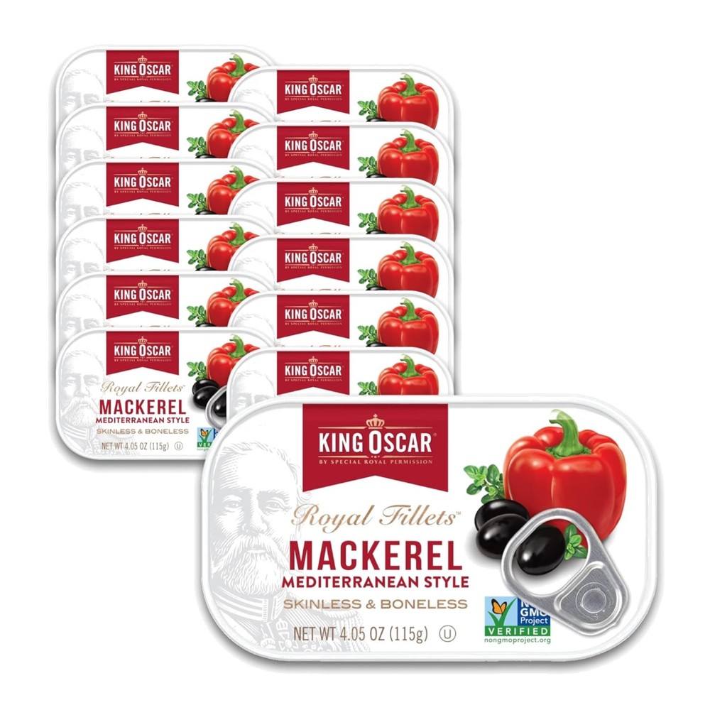 Mackerel in Olive Oil, Mediterranean Style, 4.05 Ounce Can Pack of 12, Skinle…