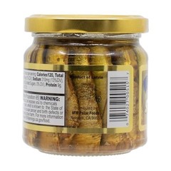 Naturally Alder Wood Smoked Brisling Sardines in Olive Oil 6.5oz Jar
