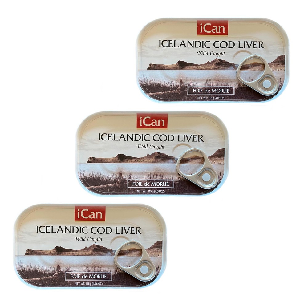 Ican WildCaught Iceland Cod Liver Pack of 3 – 4.27 oz Canned Cod Liver in Own…