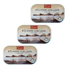 Ican WildCaught Iceland Cod Liver Pack of 3 – 4.27 oz Canned Cod Liver in Own…
