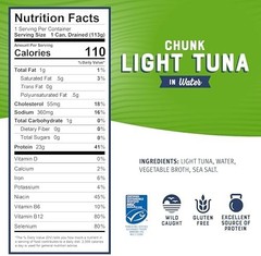 Bumble Bee Chunk Light Tuna In Water, 5 oz Cans (Pack of 24) – Wild Caught Sk…