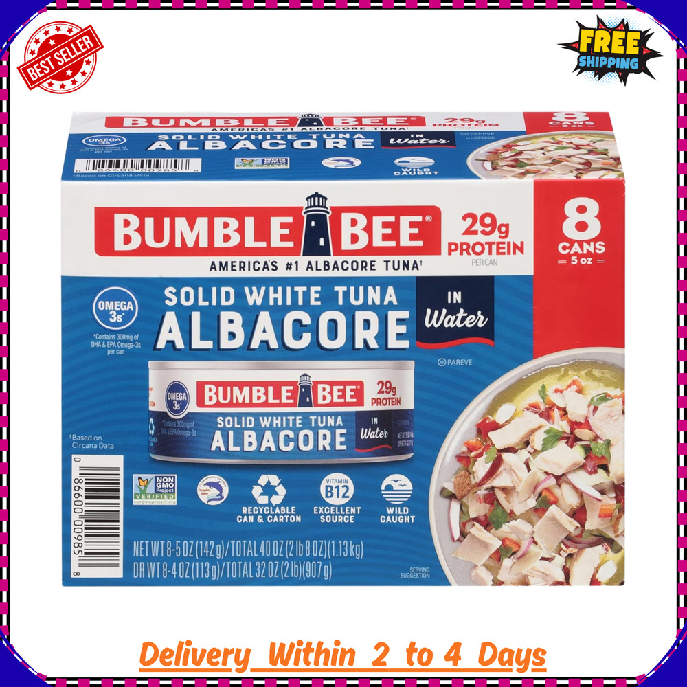 Solid White Albacore Tuna in Water, 5 Oz Can (Pack of 8) – Wild Caught Tuna – 29