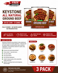 Free Shipping Keystone All Natural Ground Beef, 28 oz Can 3 cans