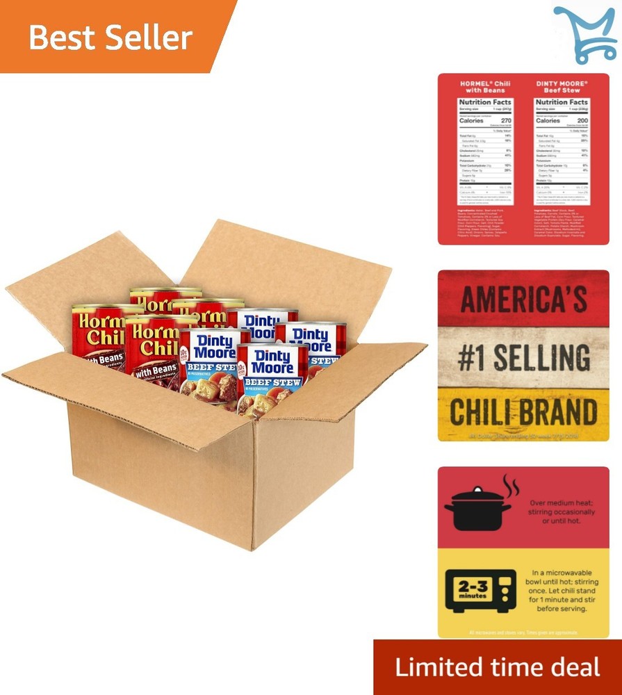 Beef Stew Variety Pack Cans 15 oz Shelf Stable Easy Meal Quick Dinner
