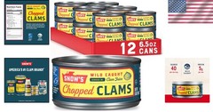 Wild Caught Chopped Clams, 6.5 oz Can Pack of 12 – Keto Friendly & Gluten Free