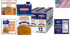 Swanson Unsalted Chicken Stock, 32 Oz Carton (Pack of 12)