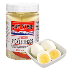 Bay View Red Hot Pickled Eggs 16oz Spicy Snack Gluten Free Choose 1 or 2 Pack