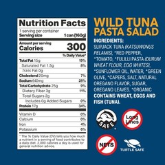 Ready-To-Eat Wild Tuna Pasta Salad With Organic Red Peppers, Tomatoes & Green Ol