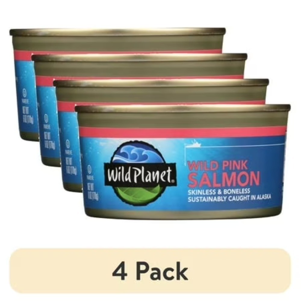 Wild Caught Pink Salmon Canned 6 oz 4 Pack Seafood Alaska