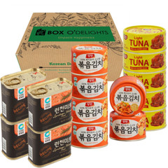 BOX O’DELIGHTS Korean Canned Food Mix – Hot Pepper Tuna, Kimchi, Luncheon Meat