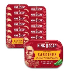 Gourmet Wild Caught Sardines in Extra Virgin Olive Oil, Spicy Jalapeno, 12 Pack