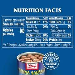 Libbys Vienna Sausages 4.6 oz Can Meat Snack