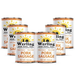 6 Cans- Werling & Sons Canned Heat & Eat Pork Sausage 14.5 Oz Fully Cooked