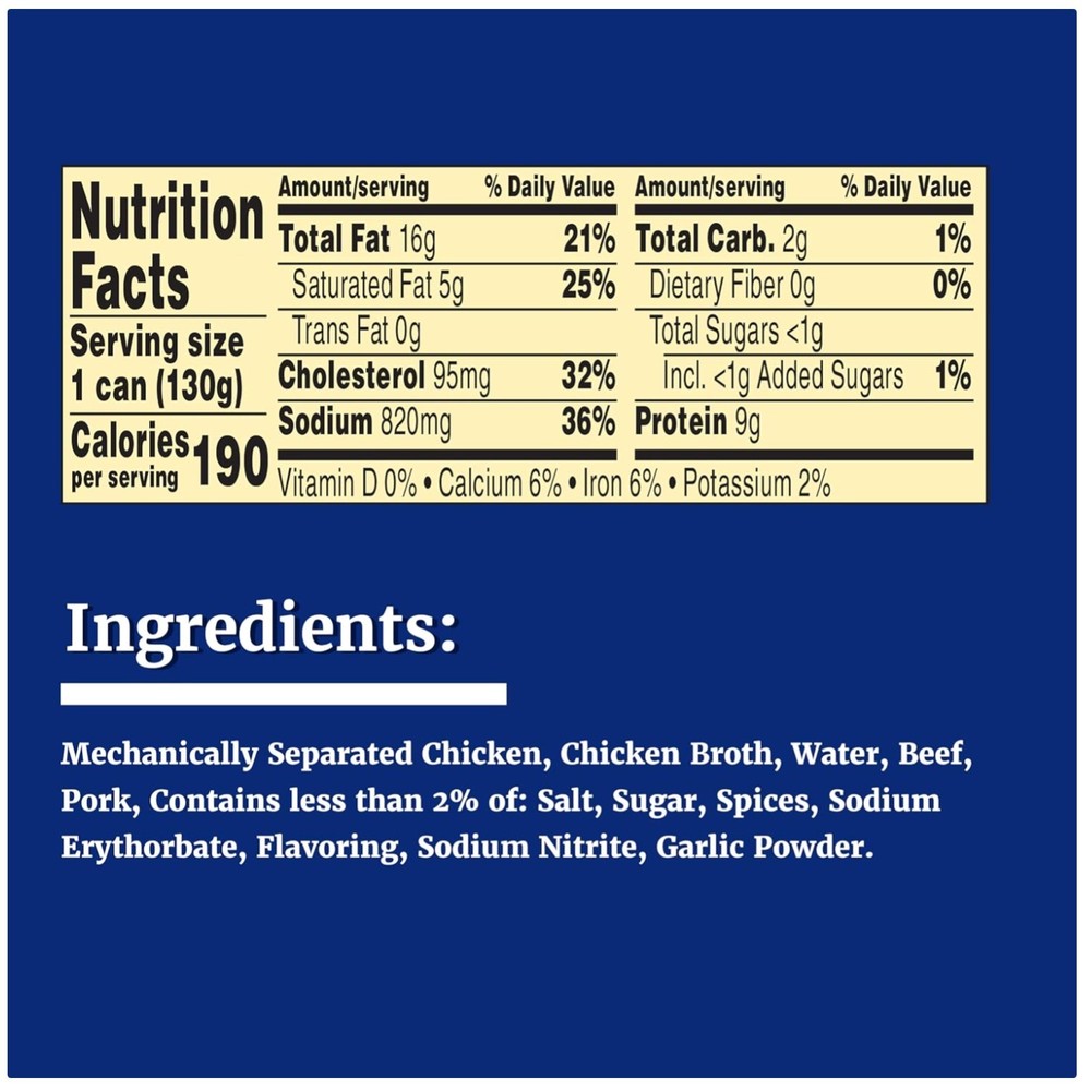 Keto-Friendly Vienna Sausage, 24-Pack, 4.6 oz, Chicken Broth