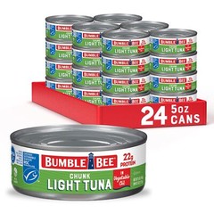 Bumble Bee Chunk Light Tuna In Oil 5 oz Cans Pack of 24 – Wild Caught Skipjac…