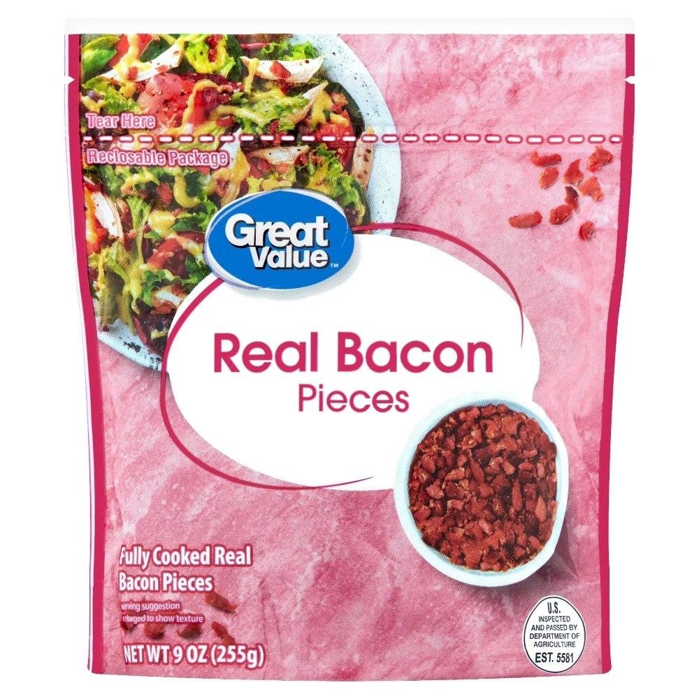Real Crumbled Bacon Bits 9 oz Resealable Bag for Cooking Salad