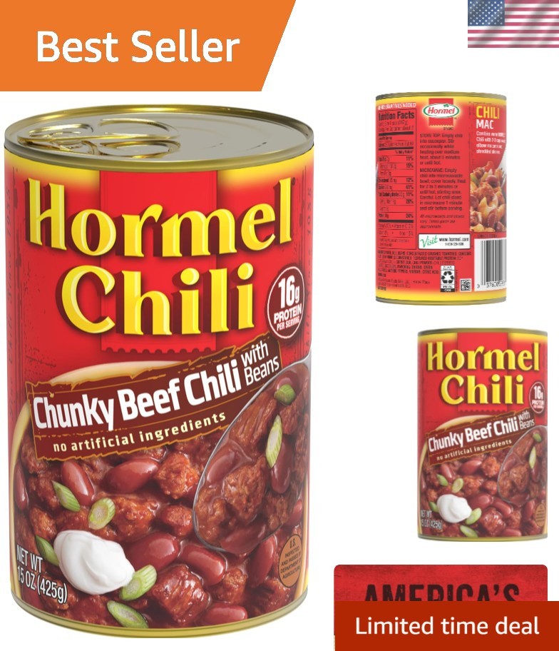 Hearty Chunky Beef Chili with Beans – 15oz (Pack of 6), Gluten-Free Goodness